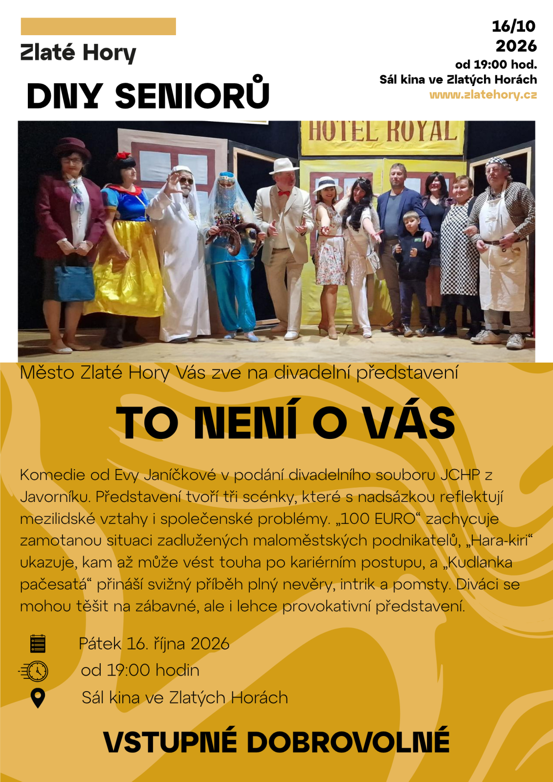 DNY SENIORŮ - TO NENÍ O VÁS | Divadlo | Zlatohorsko | Jeseníky.cz
