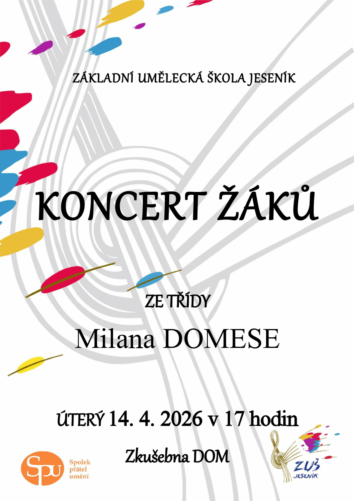 Koncert žáků ze třídy Milana Domese