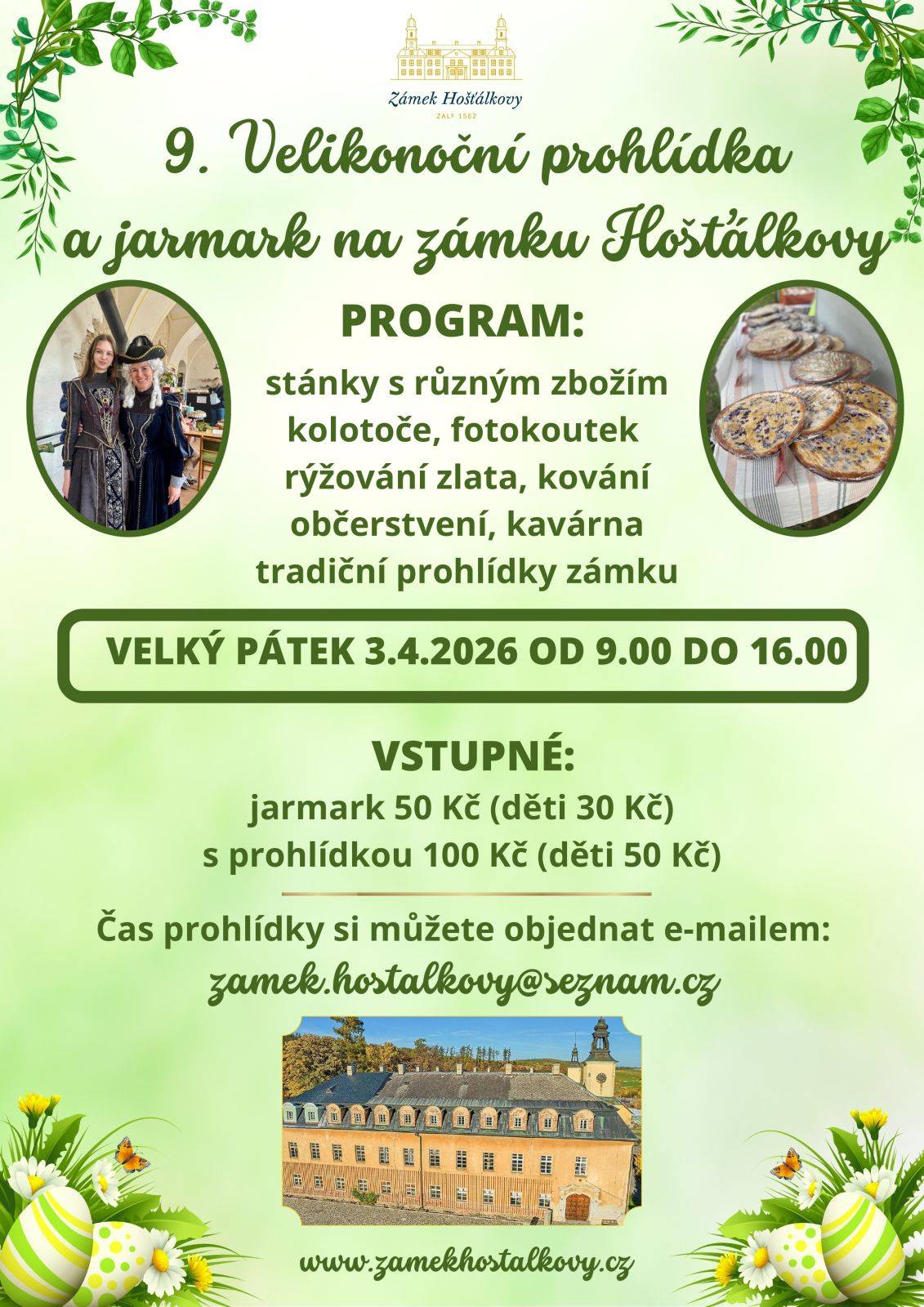 9. Velikonoční prohlídka a jarmark na zámku Hošťálkovy