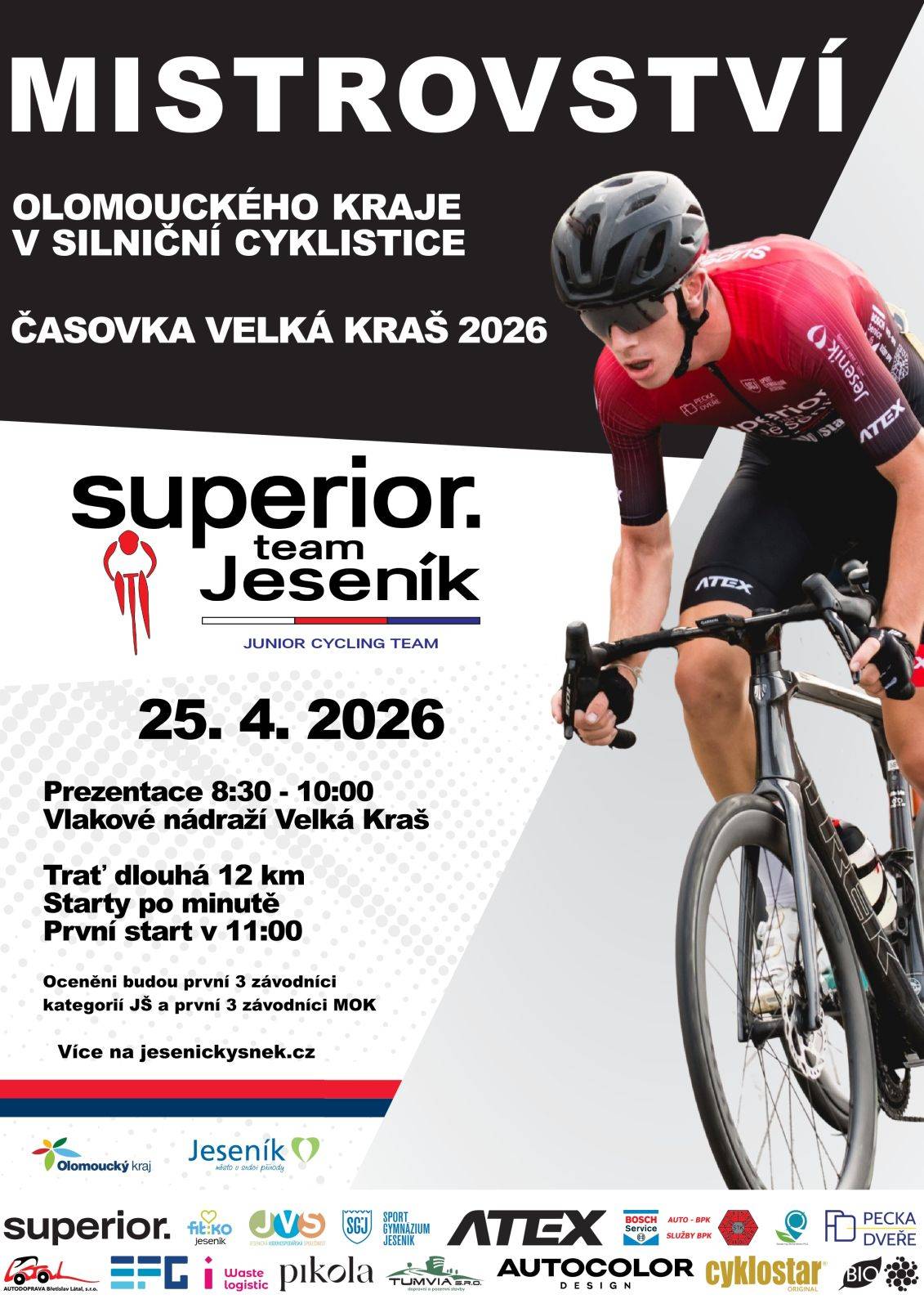 Časovka Velká Kraš: Mistrovství Olomouckého kraje 2026