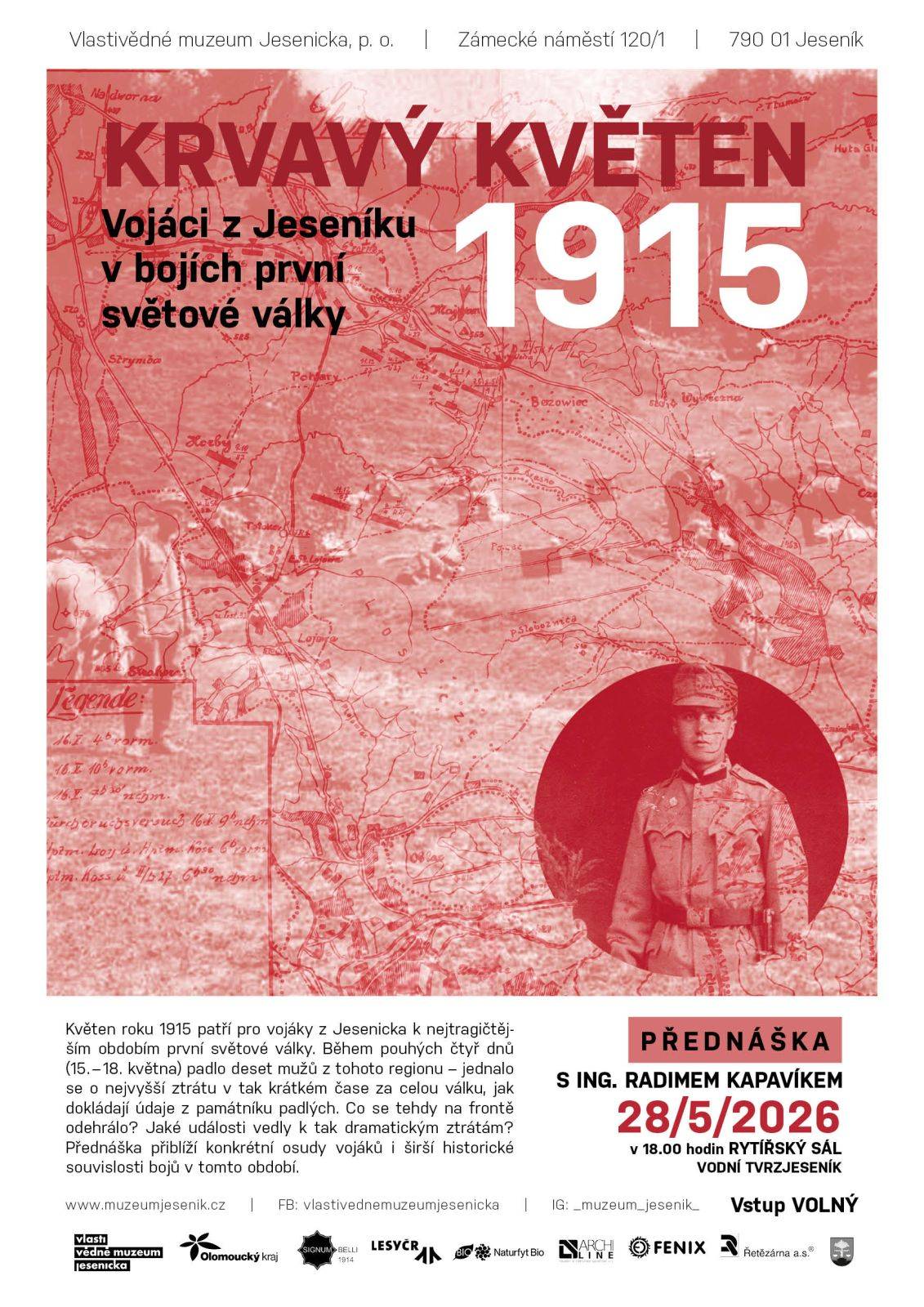 PŘEDNÁŠKA Krvavý květen 1915. Vojáci z Jeseníku v bojích první světové války