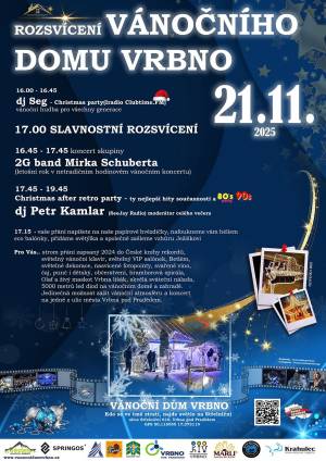 Festliche Beleuchtung des Weihnachtshauses in Vrbno pod Pradědem