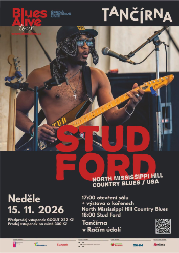 Stud Ford (USA) - Blues Alive tour 2026 + výstava o kořenech North Mississippi Hill Country Blues v Tančírně